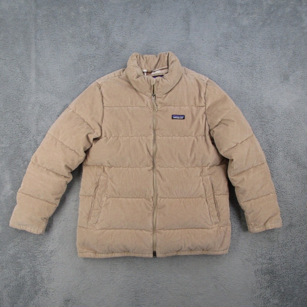 Patagonia Cord Fjord Corduroy Jacket Tan Khaki Recycled Down Puffer 26881 Large